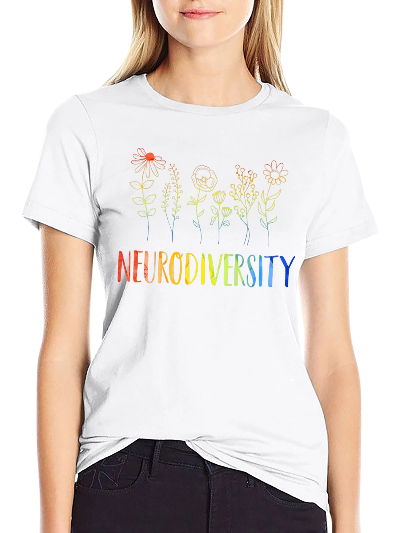 Neurodiversity Flower Graphic Tee - Black