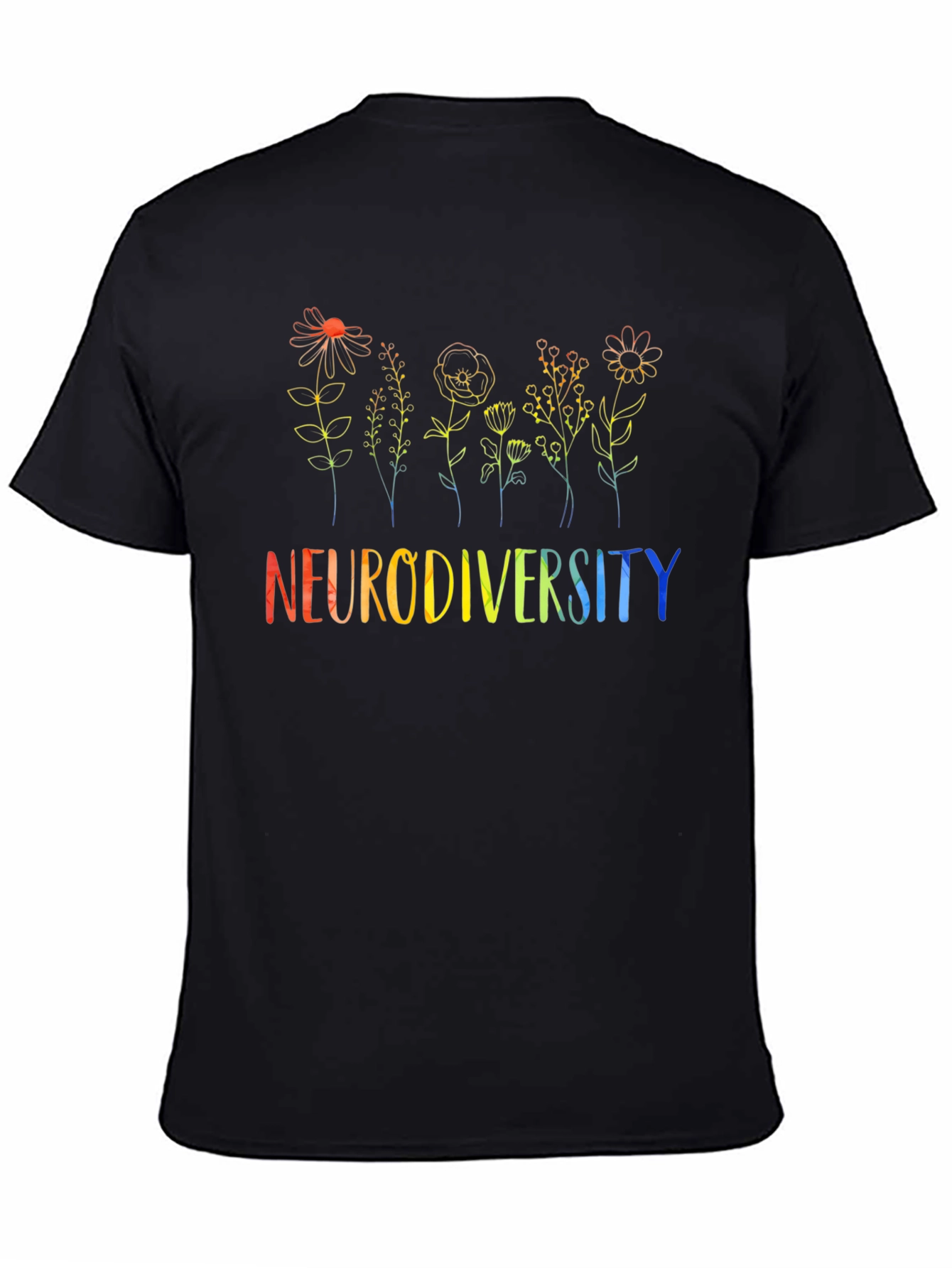 Neurodiversity Flower Graphic Tee - Black