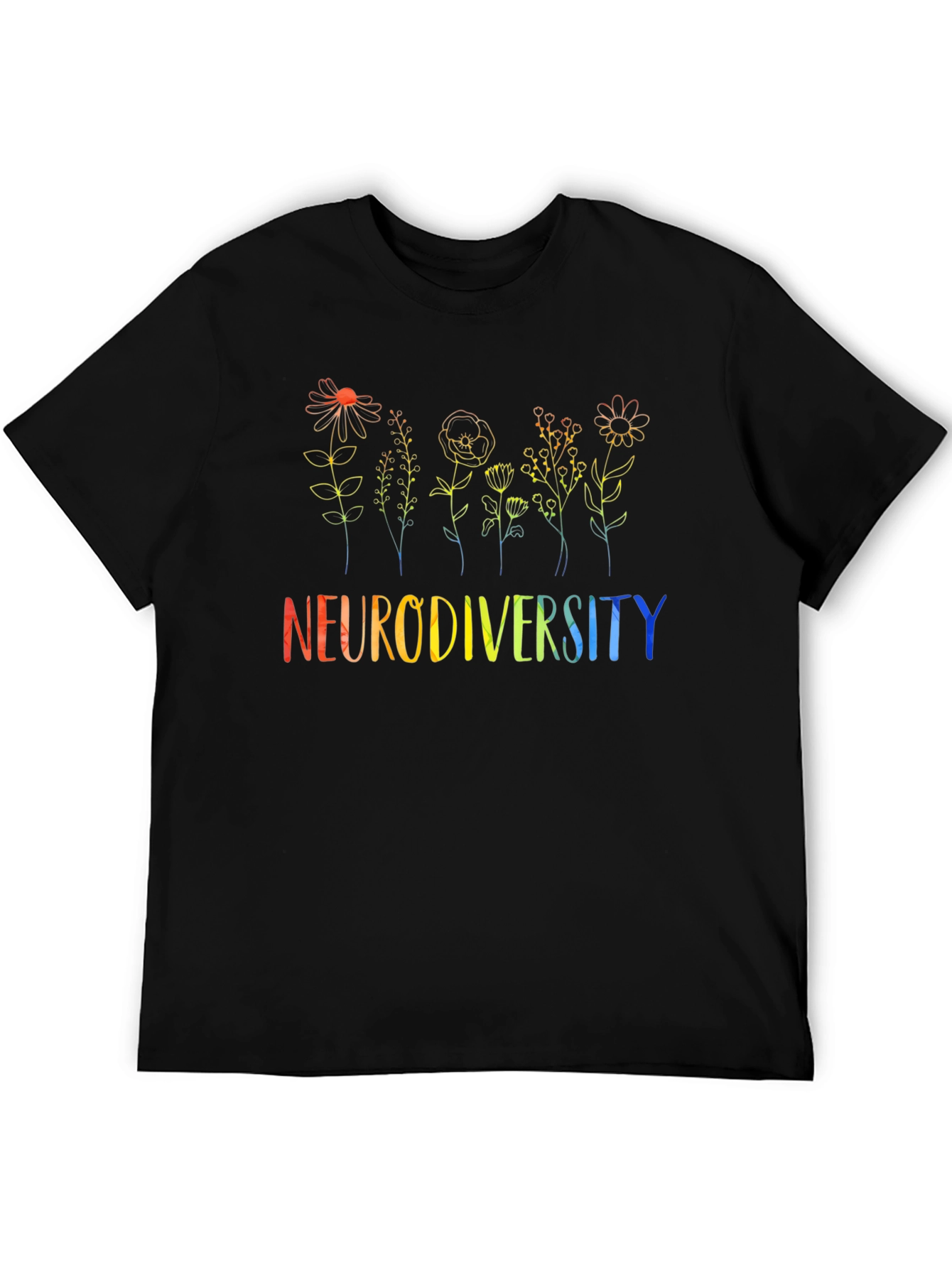 Neurodiversity Flower Graphic Tee - Black