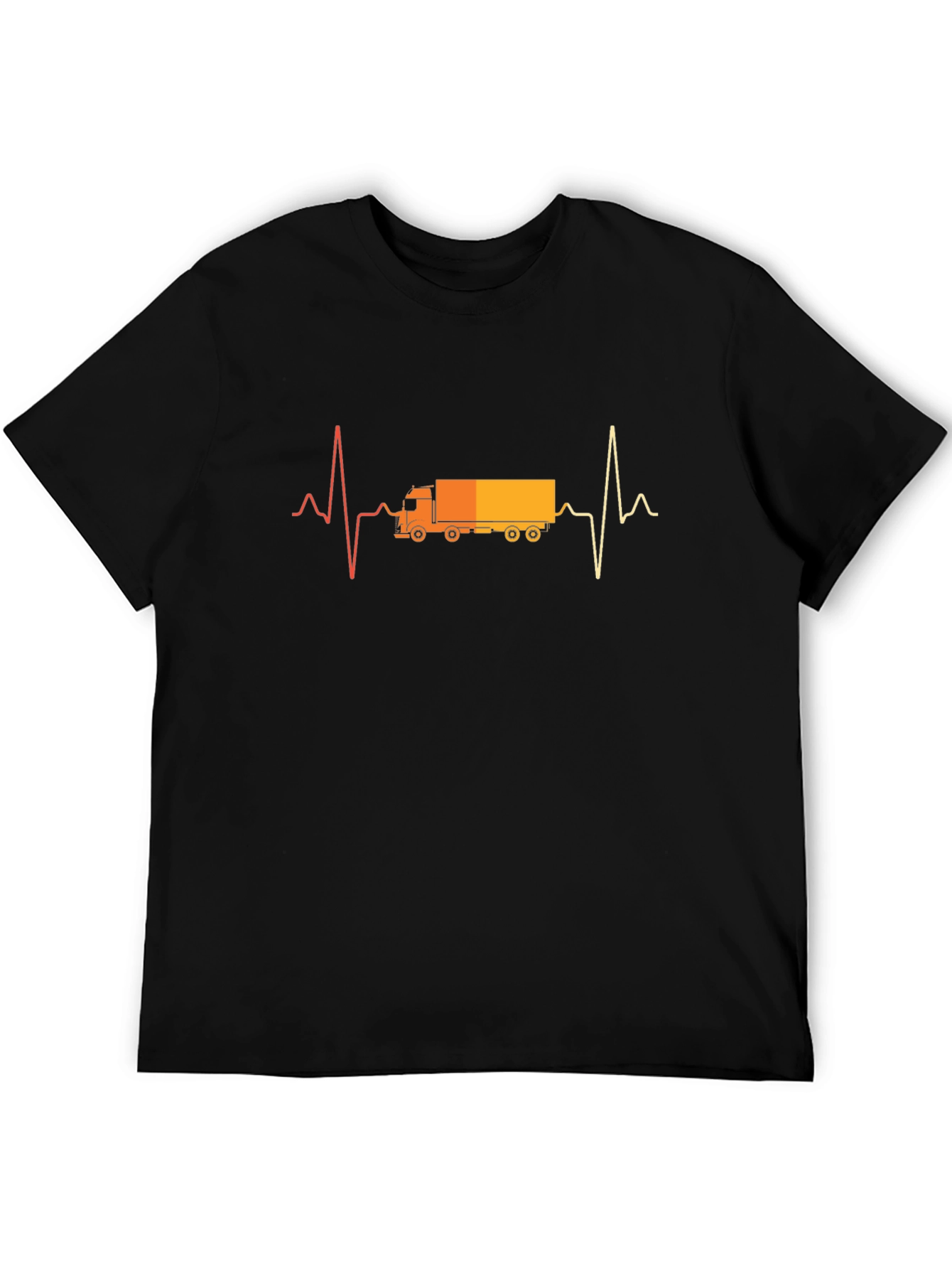 Truck Driver Heartbeat T-Shirt - Black