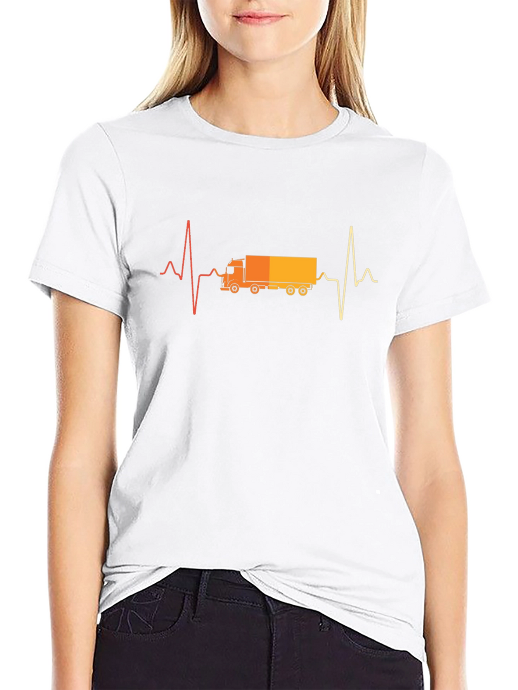 Truck Driver Heartbeat T-Shirt - Black