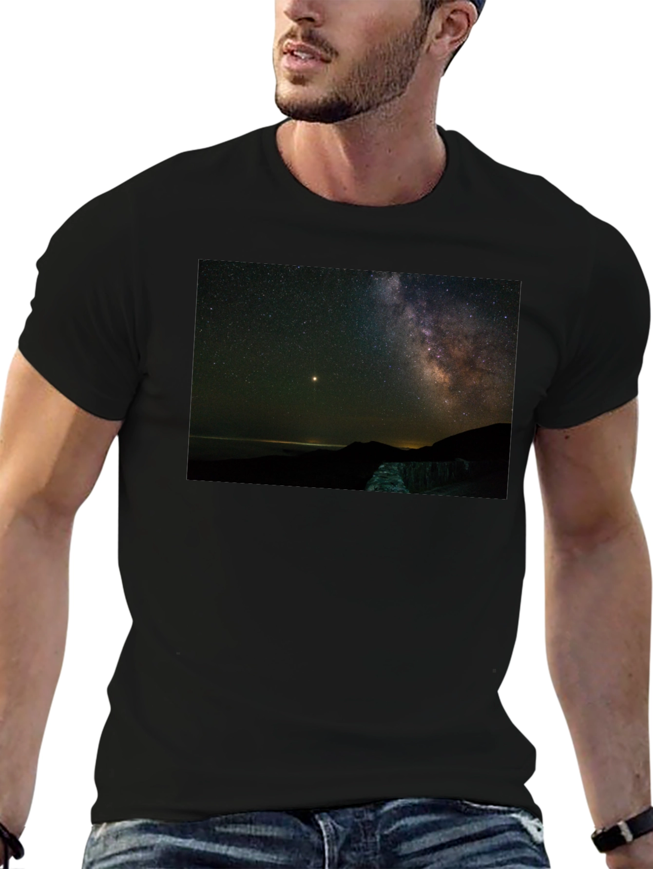 Night Sky Graphic Tee - Stargazing Shirt