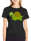 Cartoon Turtle Graphic T-Shirt