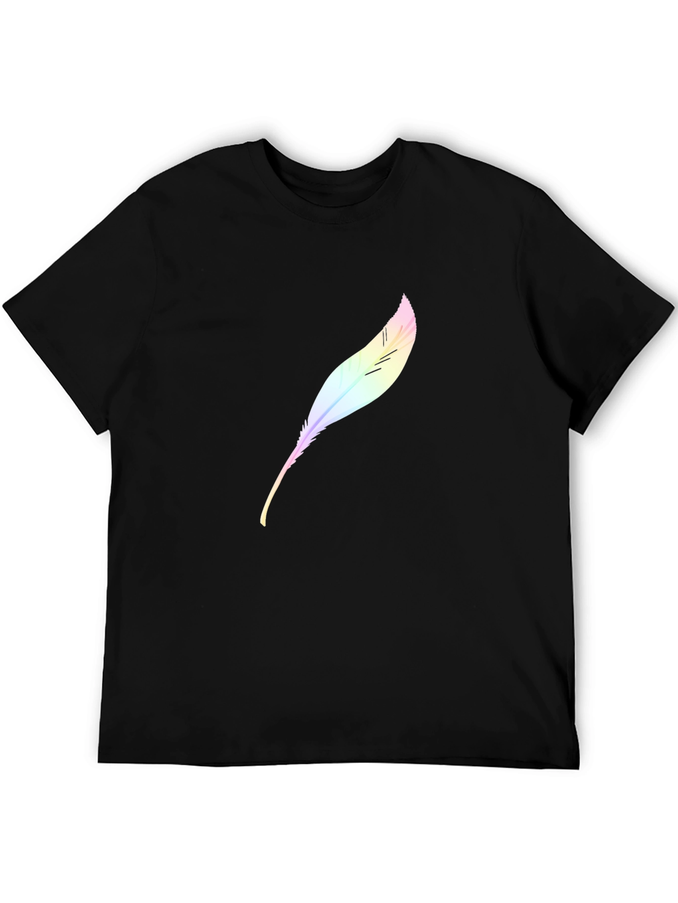 Mens Black T-Shirt with Feather Design