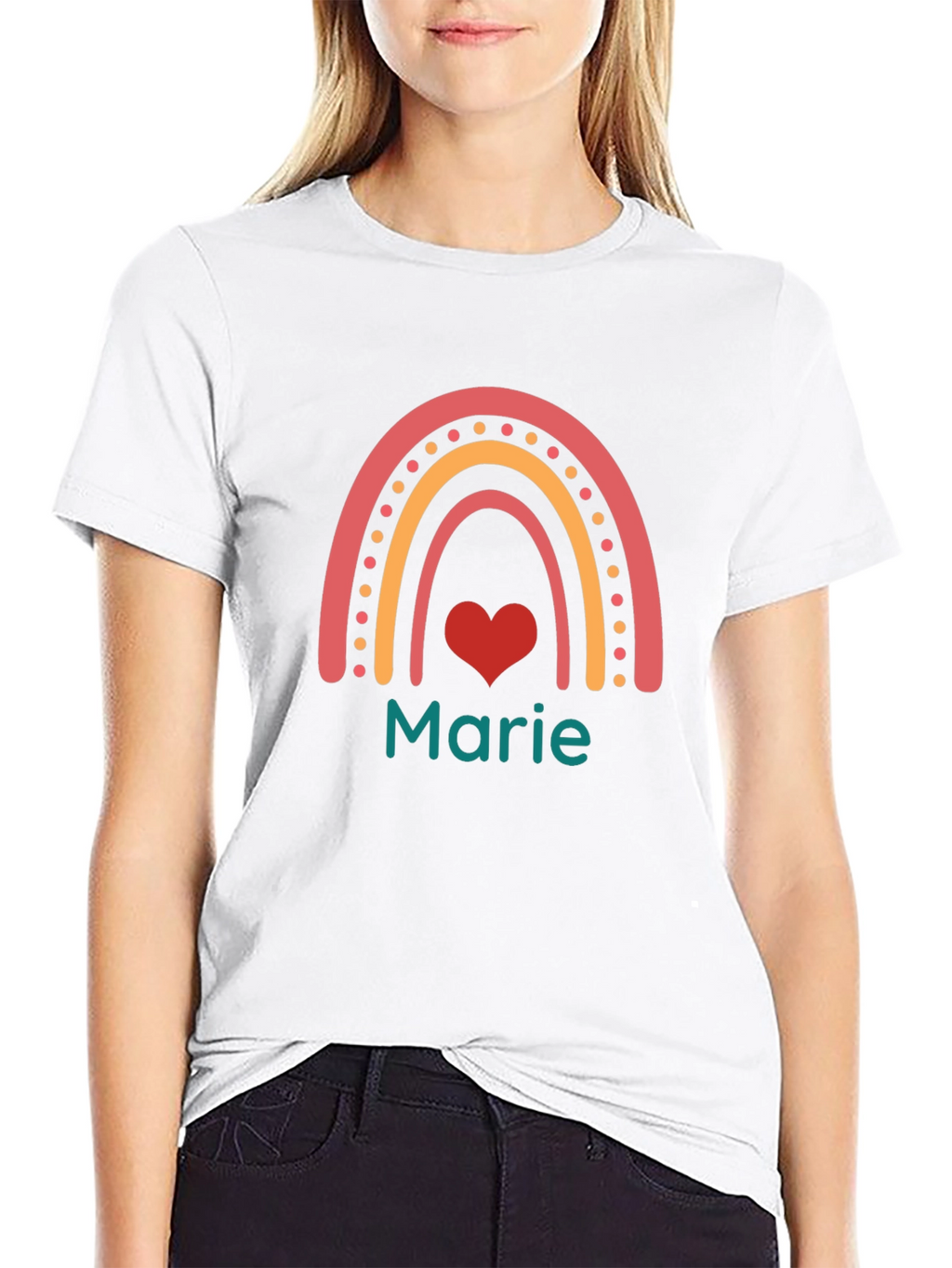 Rainbow Heart Personalized T-Shirt - Marie