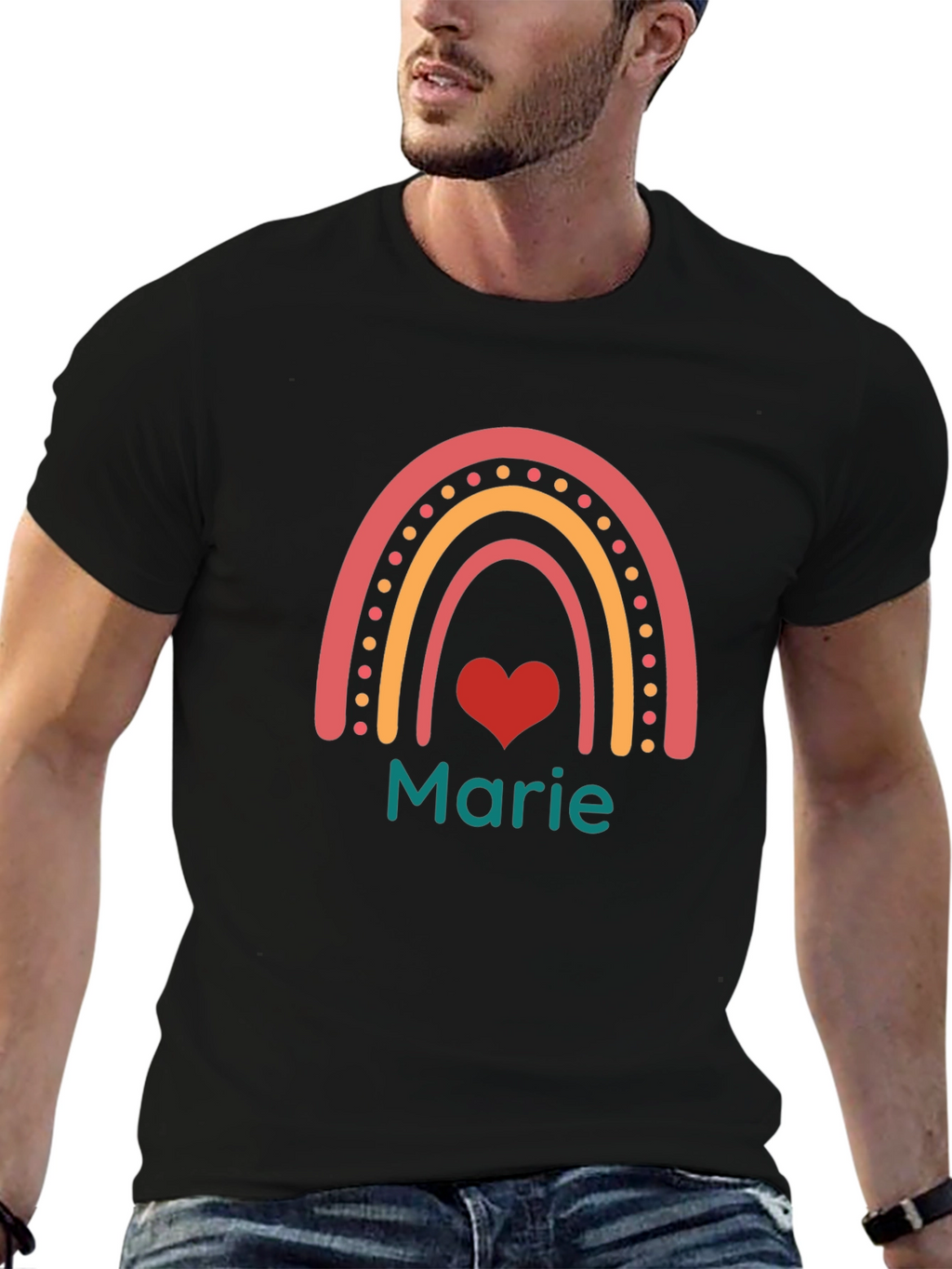 Rainbow Heart Personalized T-Shirt - Marie