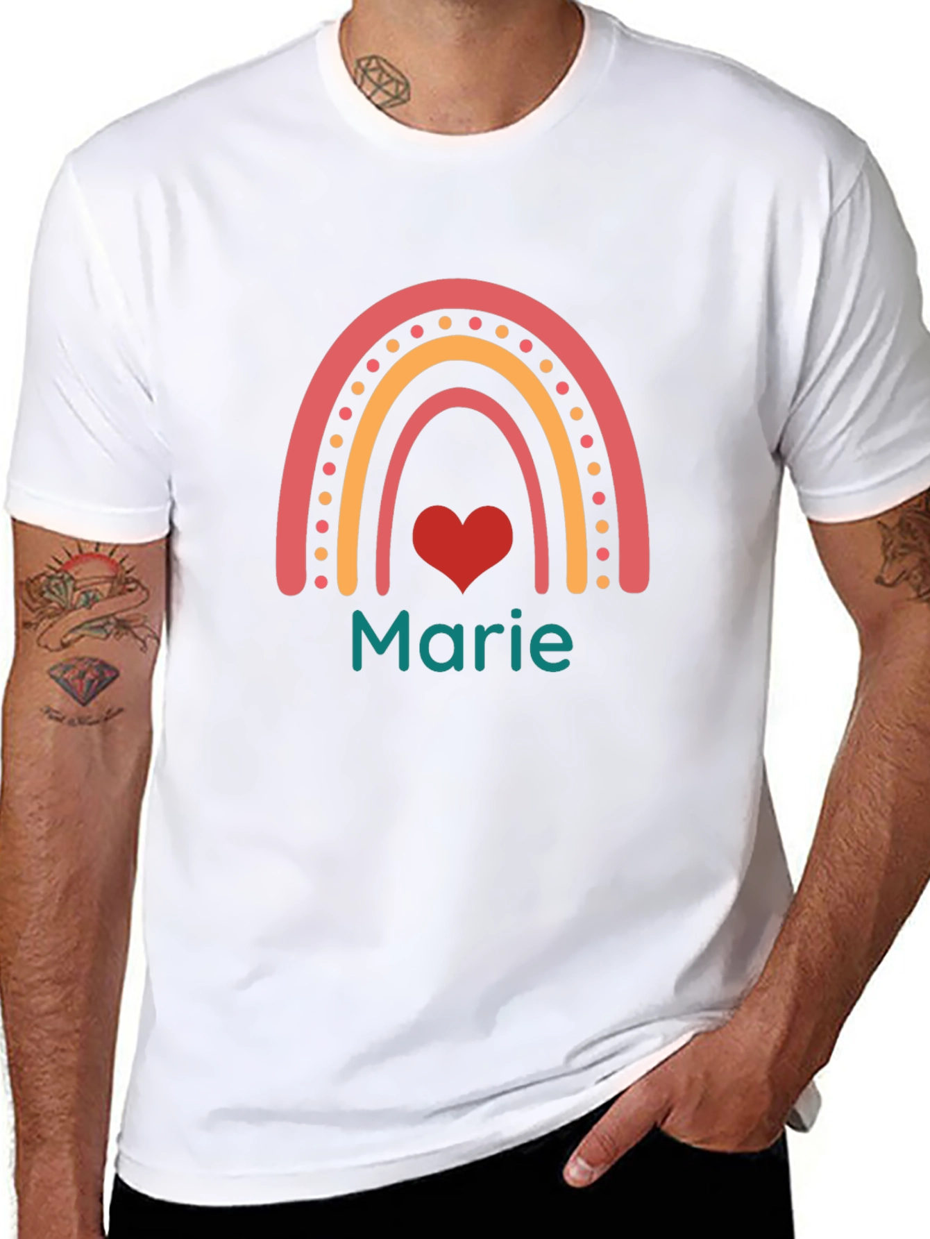 Rainbow Heart Personalized T-Shirt - Marie