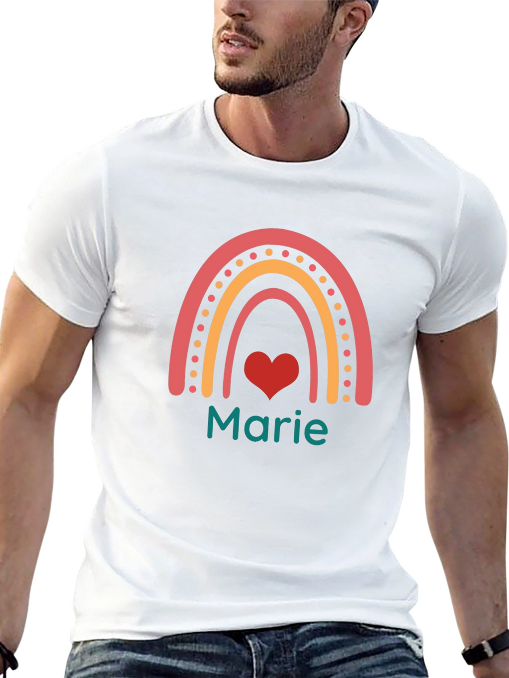 Rainbow Heart Personalized T-Shirt - Marie