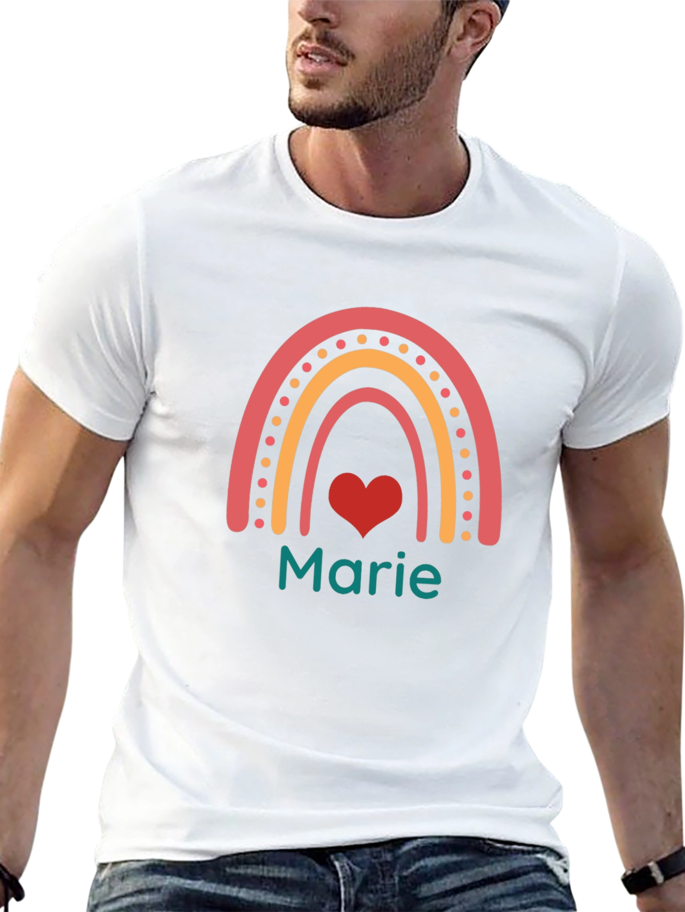 Rainbow Heart Personalized T-Shirt - Marie