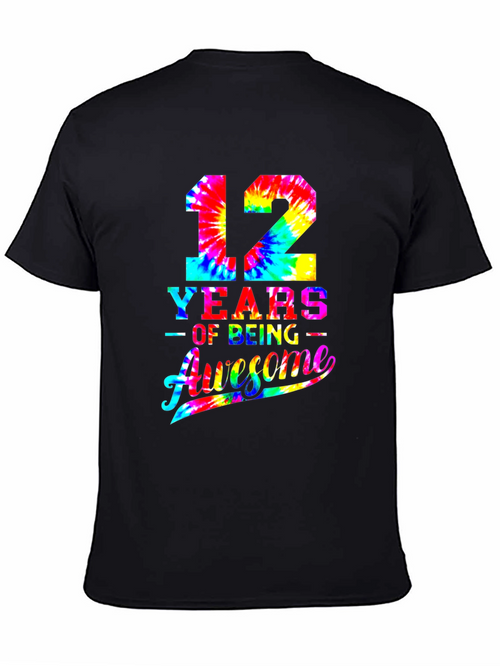12 Years Awesome Tie-Dye Birthday T-Shirt