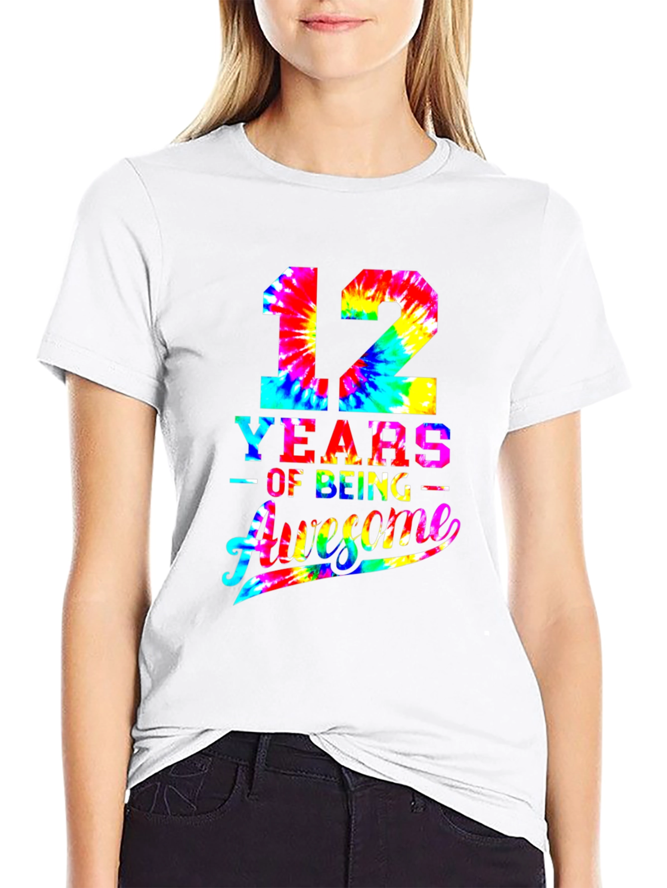 12 Years Awesome Tie-Dye Birthday T-Shirt