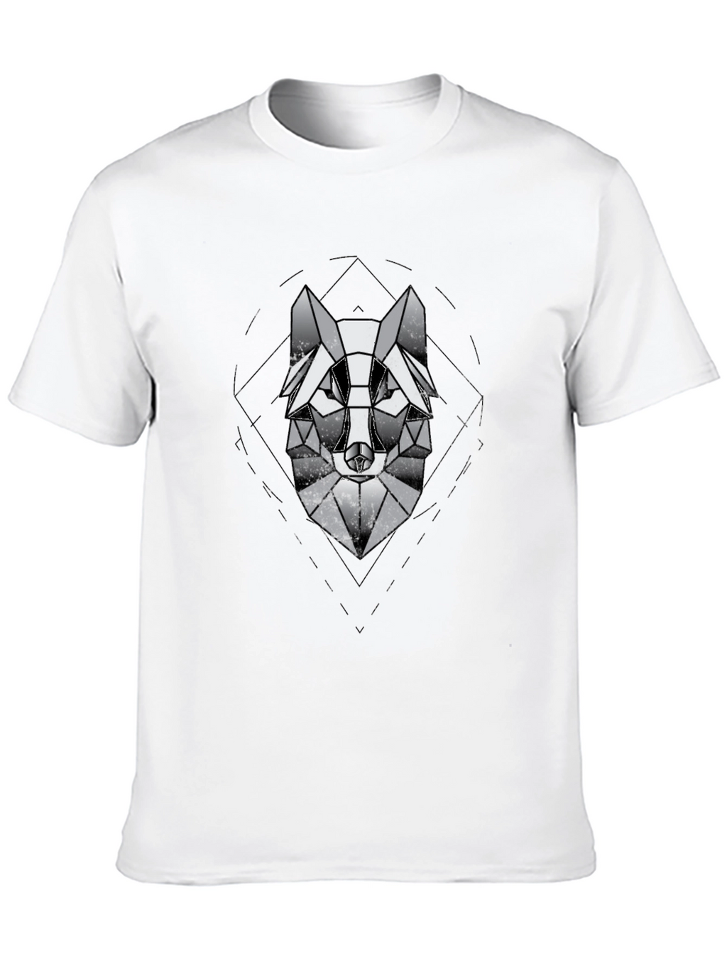 Geometric Wolf Graphic Black T-Shirt