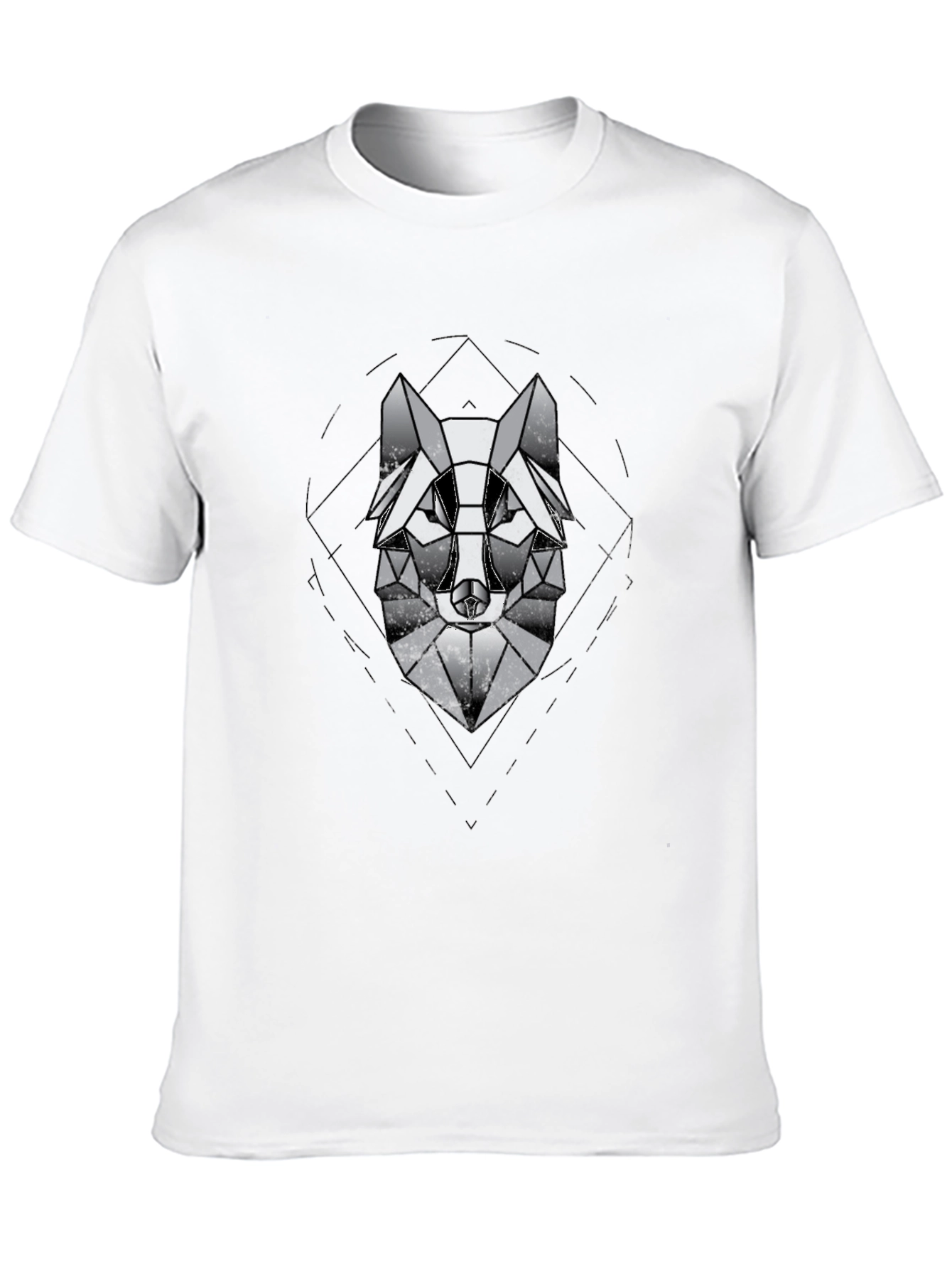 Geometric Wolf Graphic Black T-Shirt