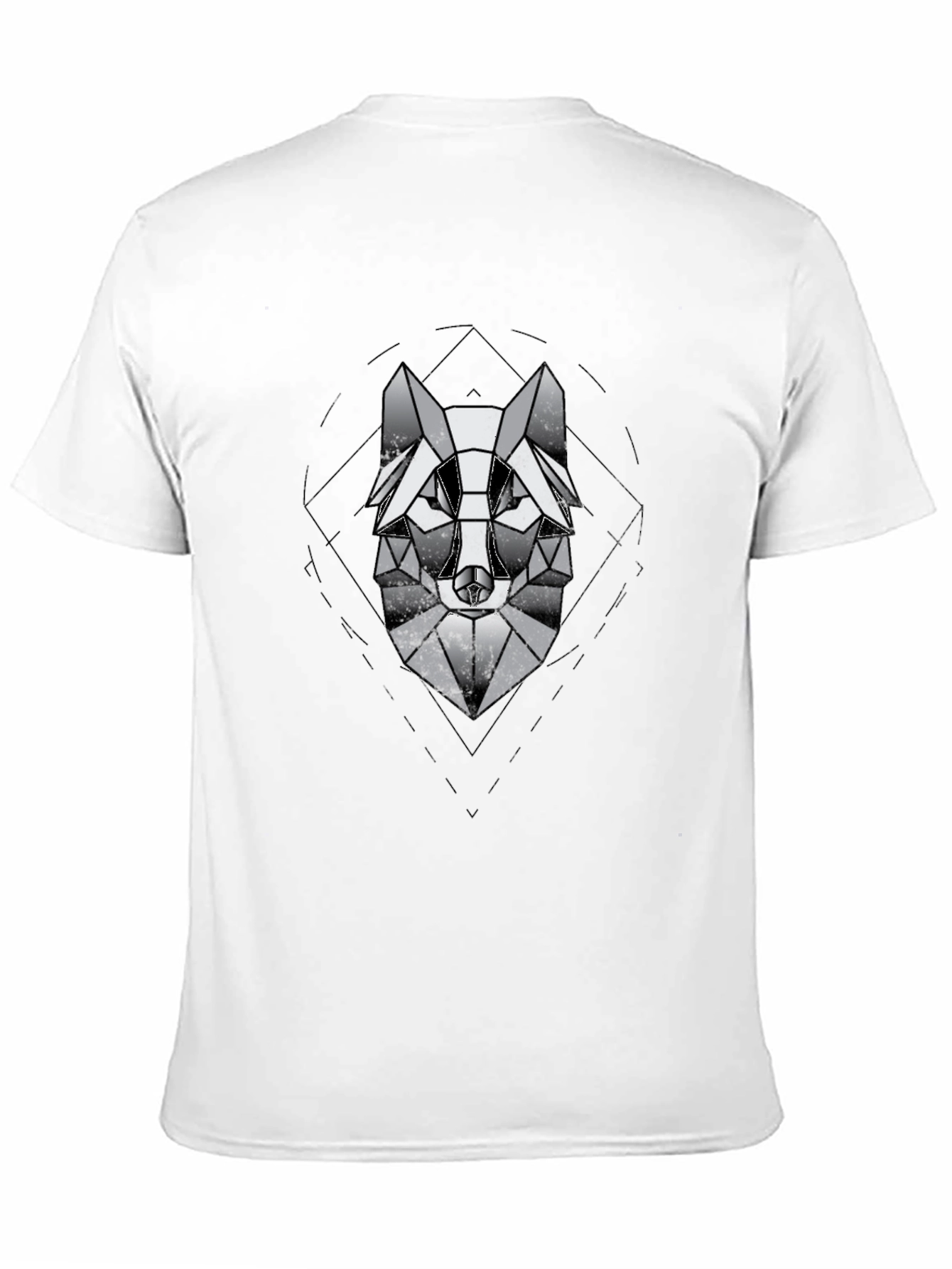 Geometric Wolf Graphic Black T-Shirt