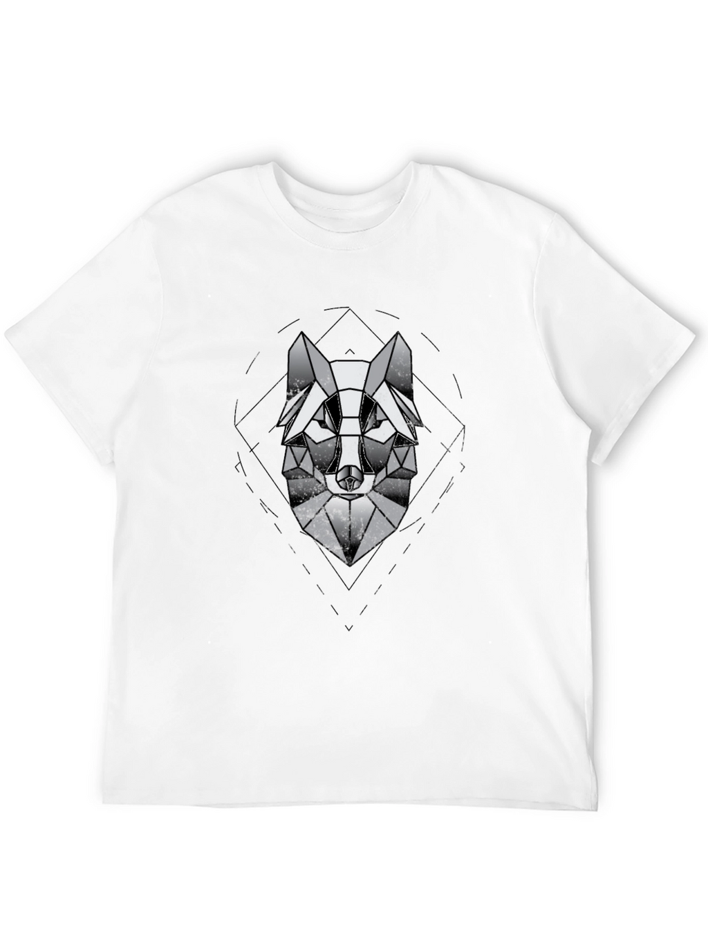 Geometric Wolf Graphic Black T-Shirt
