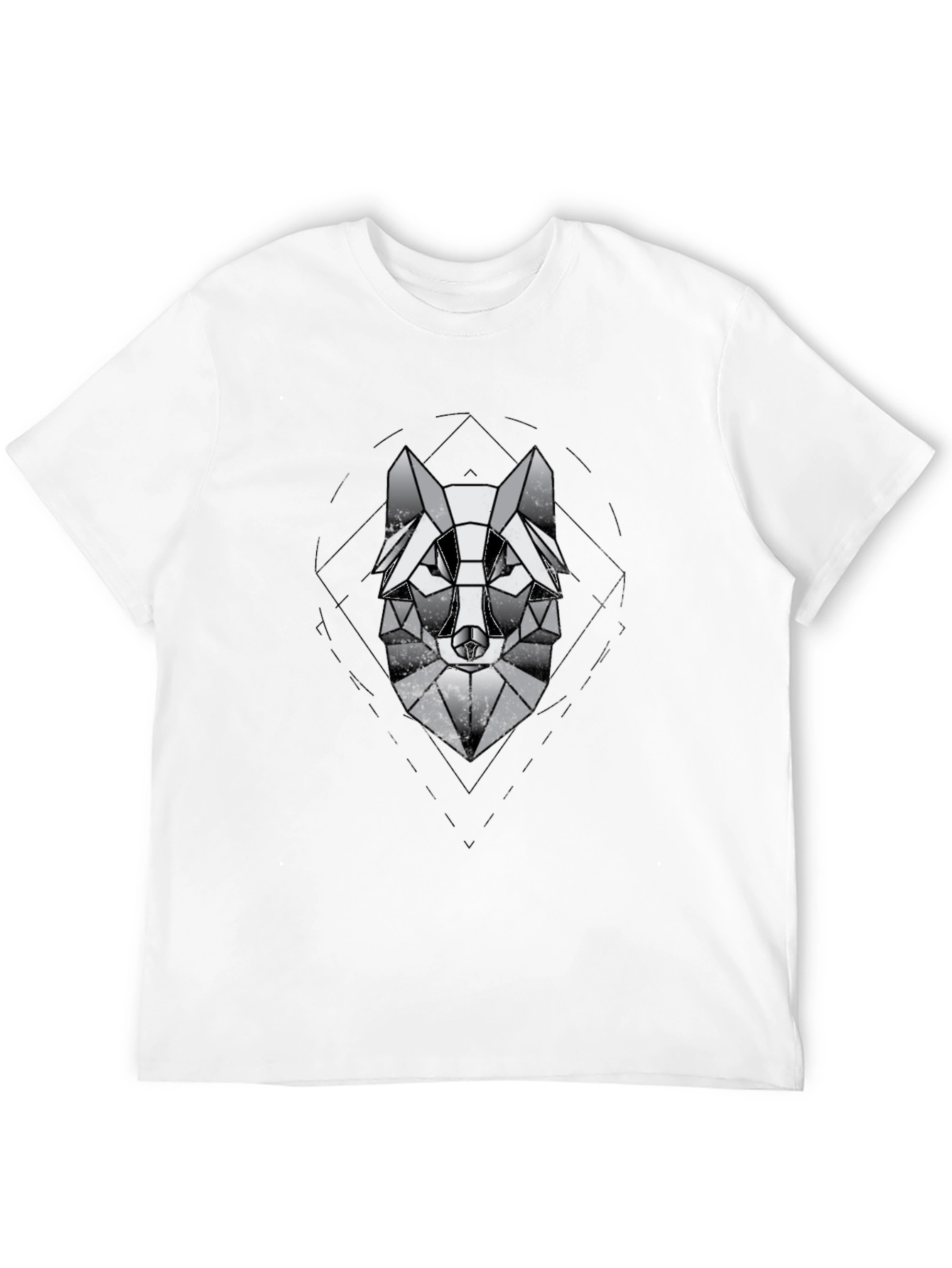 Geometric Wolf Graphic Black T-Shirt