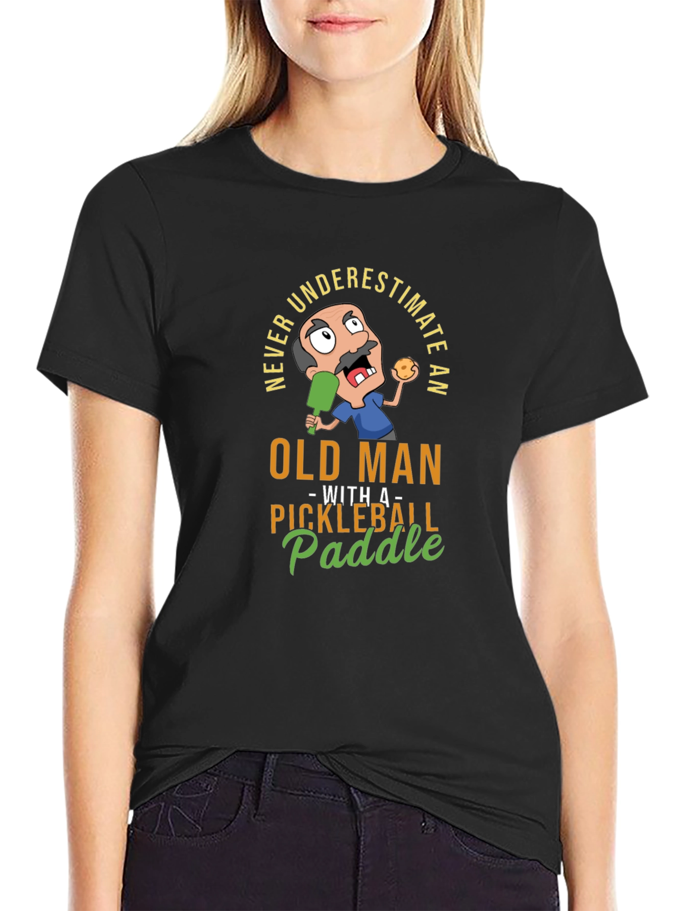 Never Underestimate an Old Man Pickleball T-Shirt