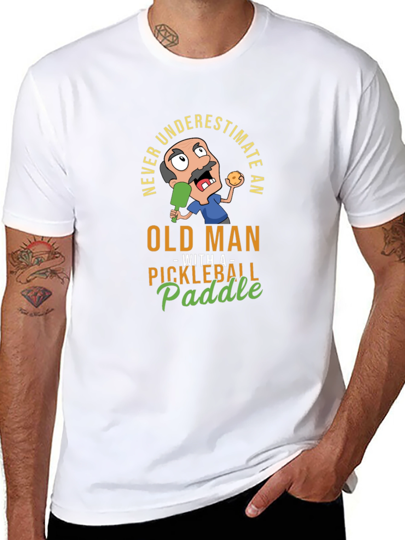 Never Underestimate an Old Man Pickleball T-Shirt