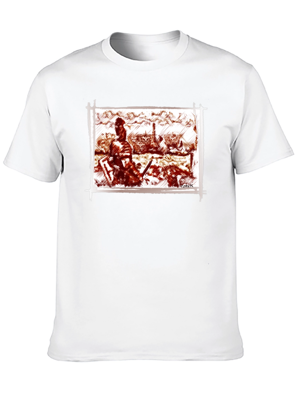 Warrior Sketch Tee - Black Cotton T-Shirt