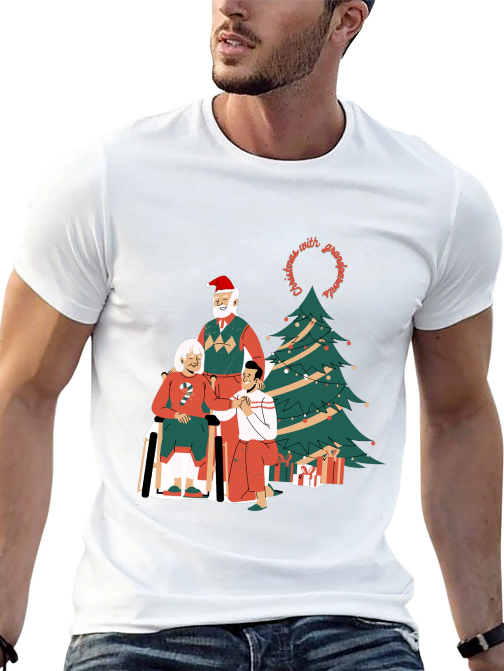 Christmas With Grandparents Graphic Tee