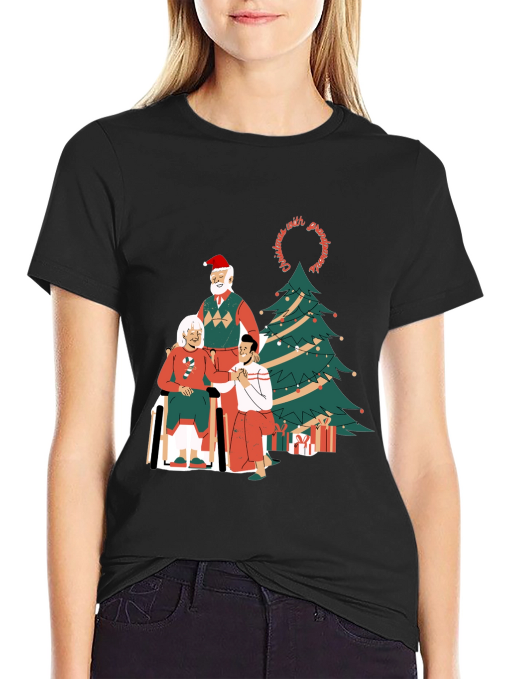 Christmas With Grandparents Graphic Tee