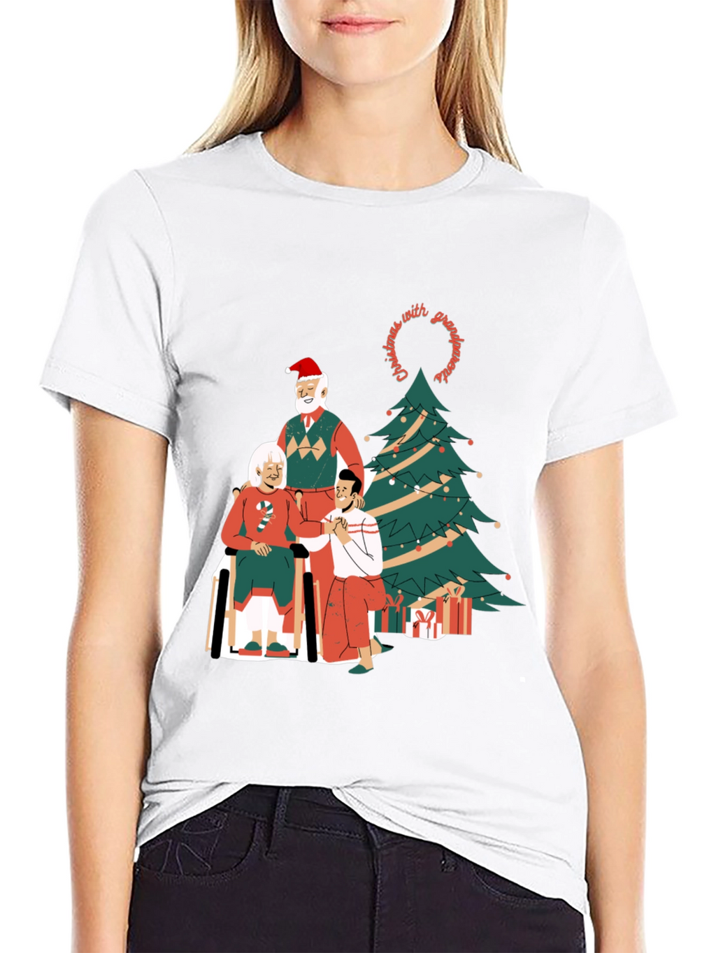 Christmas With Grandparents Graphic Tee