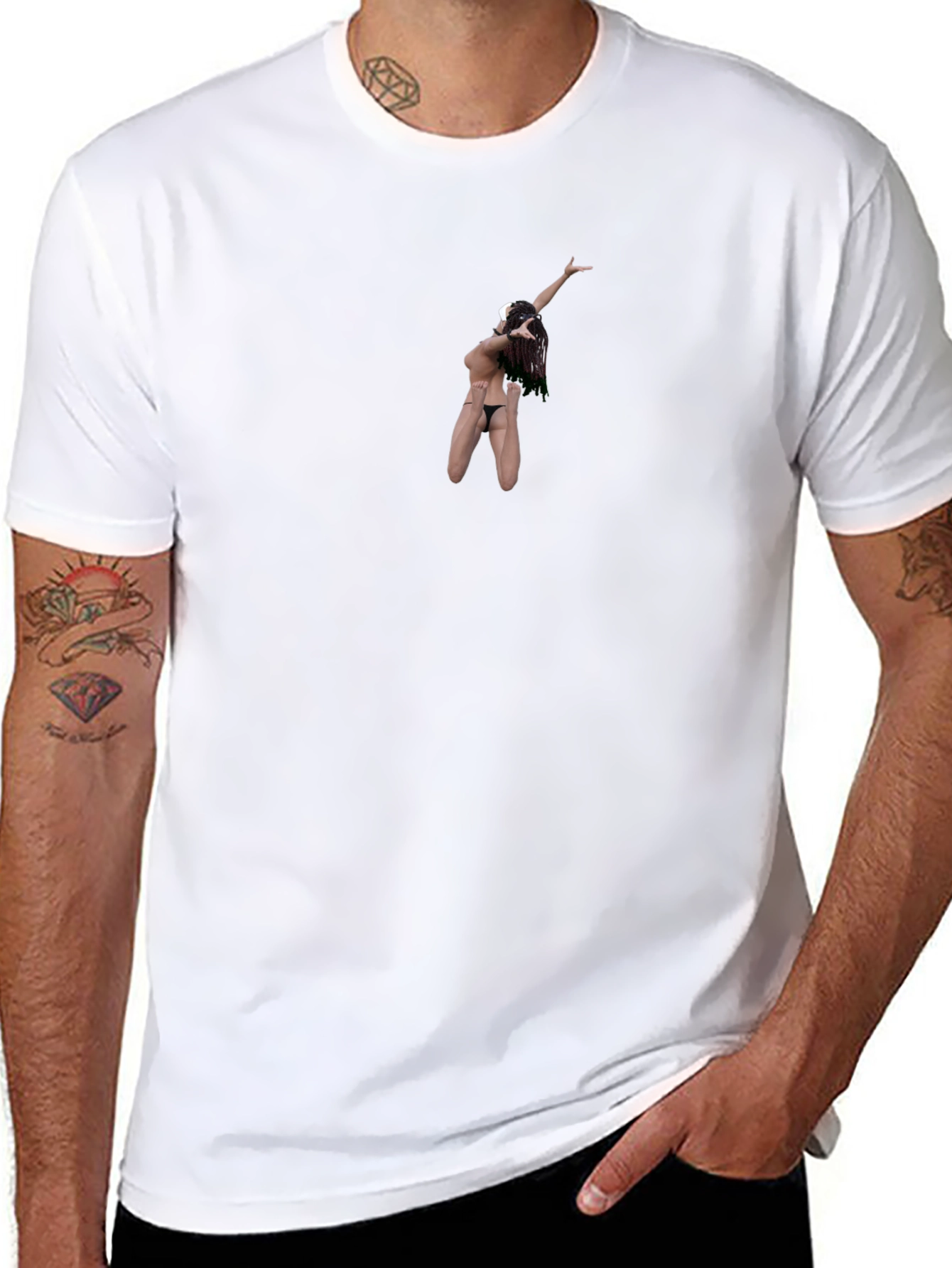 Black T-Shirt with Unique Hula Dancer Graphic