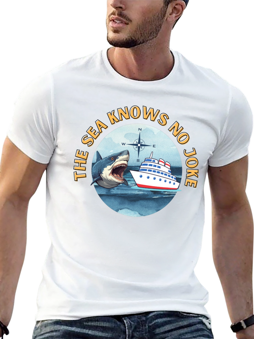The Sea Knows No Joke Black T-Shirt