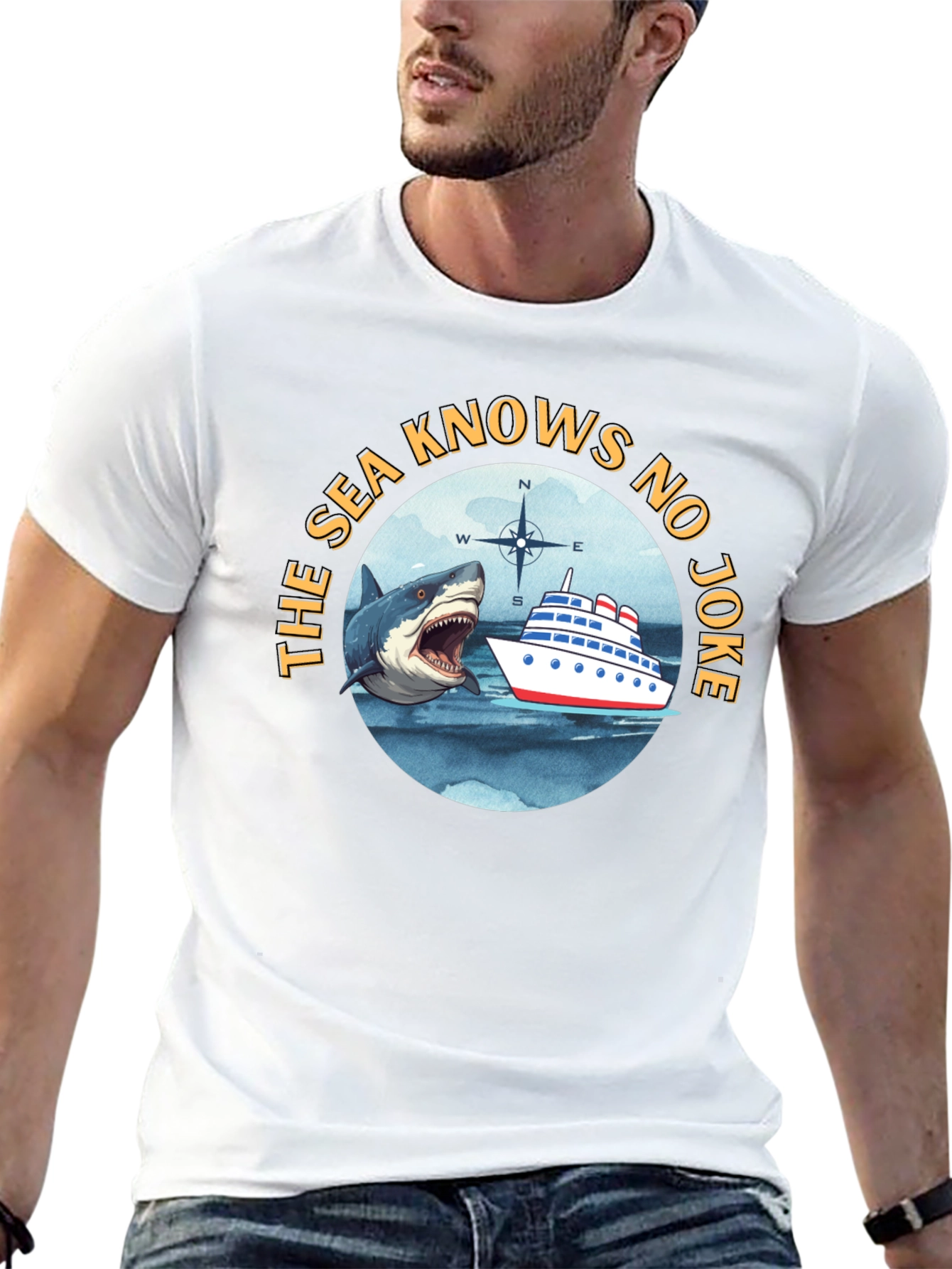 The Sea Knows No Joke Black T-Shirt