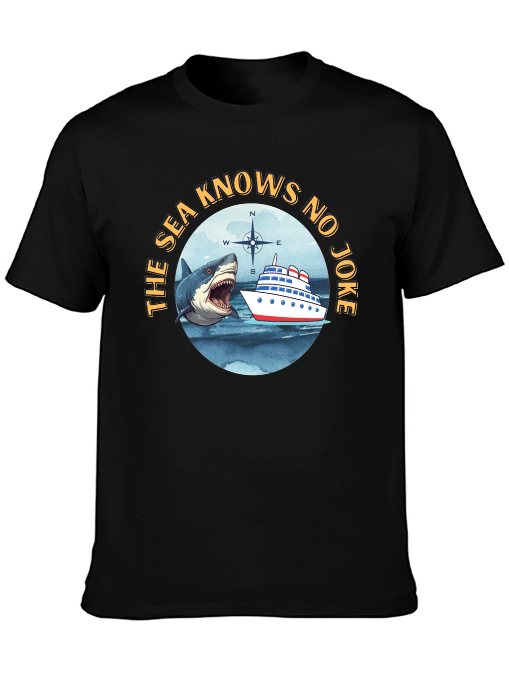 The Sea Knows No Joke Black T-Shirt