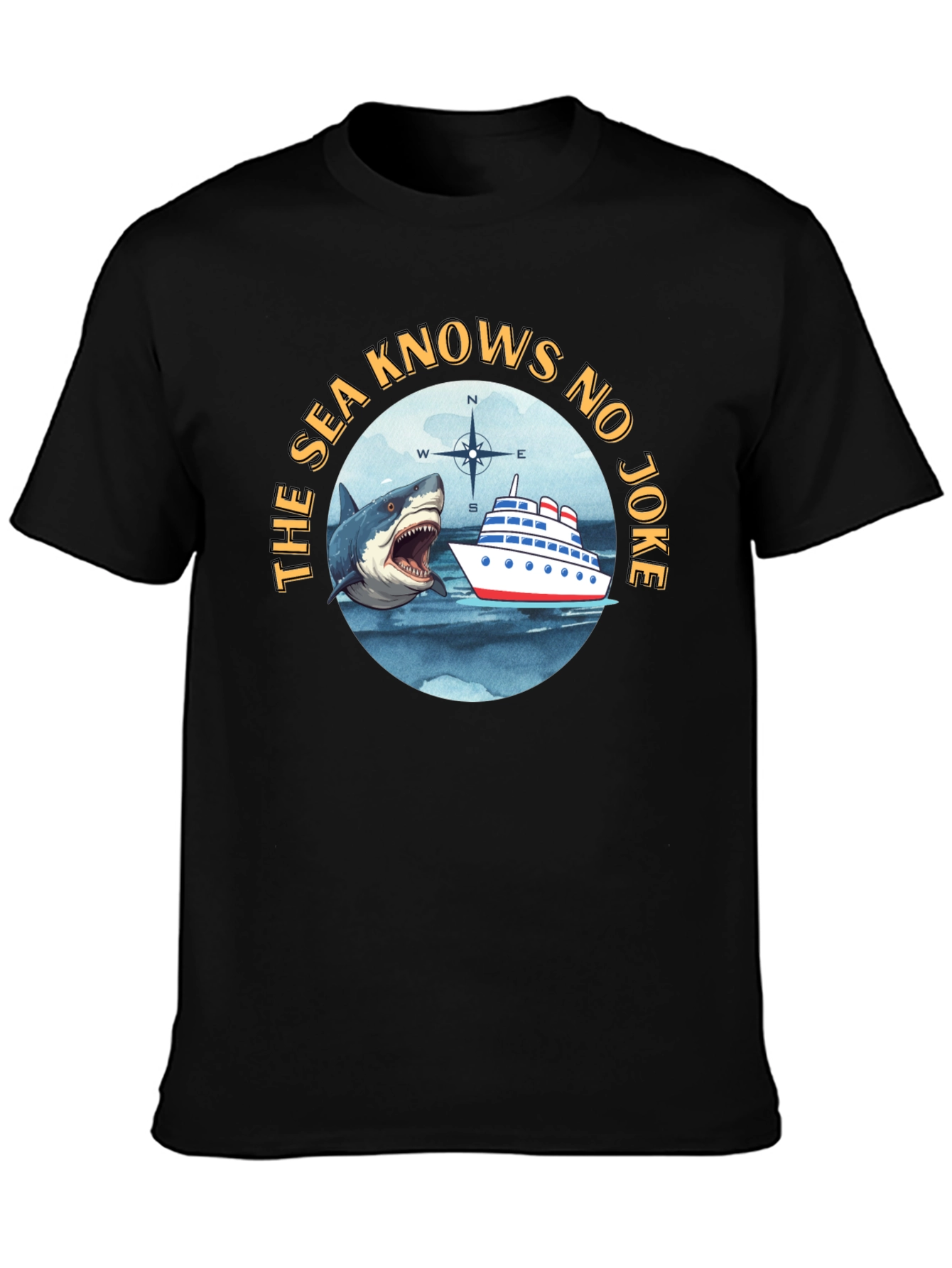 The Sea Knows No Joke Black T-Shirt