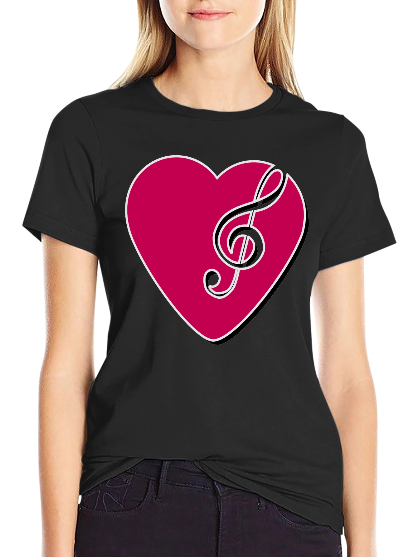 Musical Heart T-Shirt - Stylish Black Tee