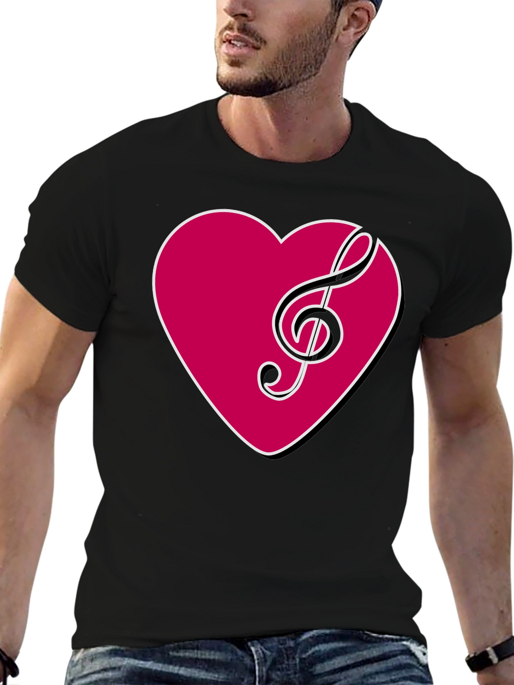 Musical Heart T-Shirt - Stylish Black Tee