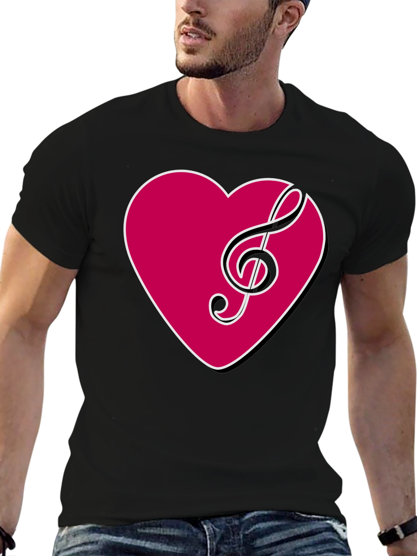 Musical Heart T-Shirt - Stylish Black Tee