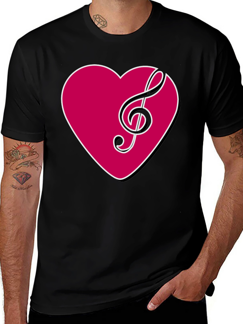 Musical Heart T-Shirt - Stylish Black Tee