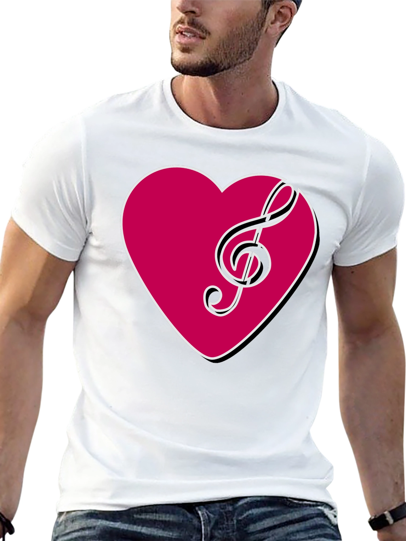 Musical Heart T-Shirt - Stylish Black Tee