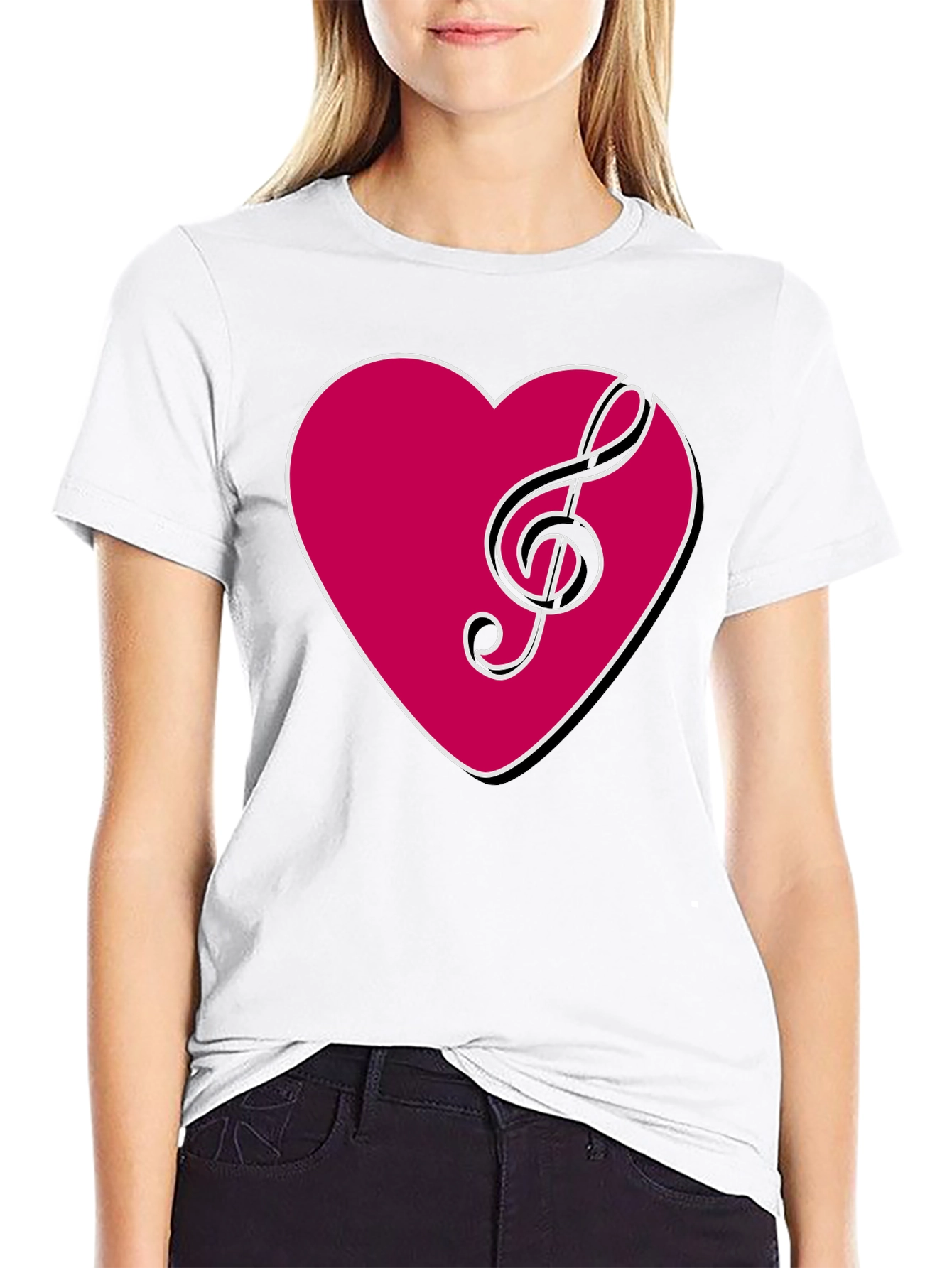 Musical Heart T-Shirt - Stylish Black Tee
