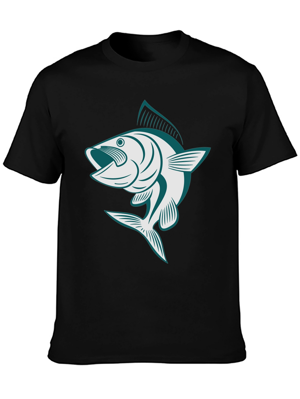 Mens Black T-Shirt with Fish Graphic