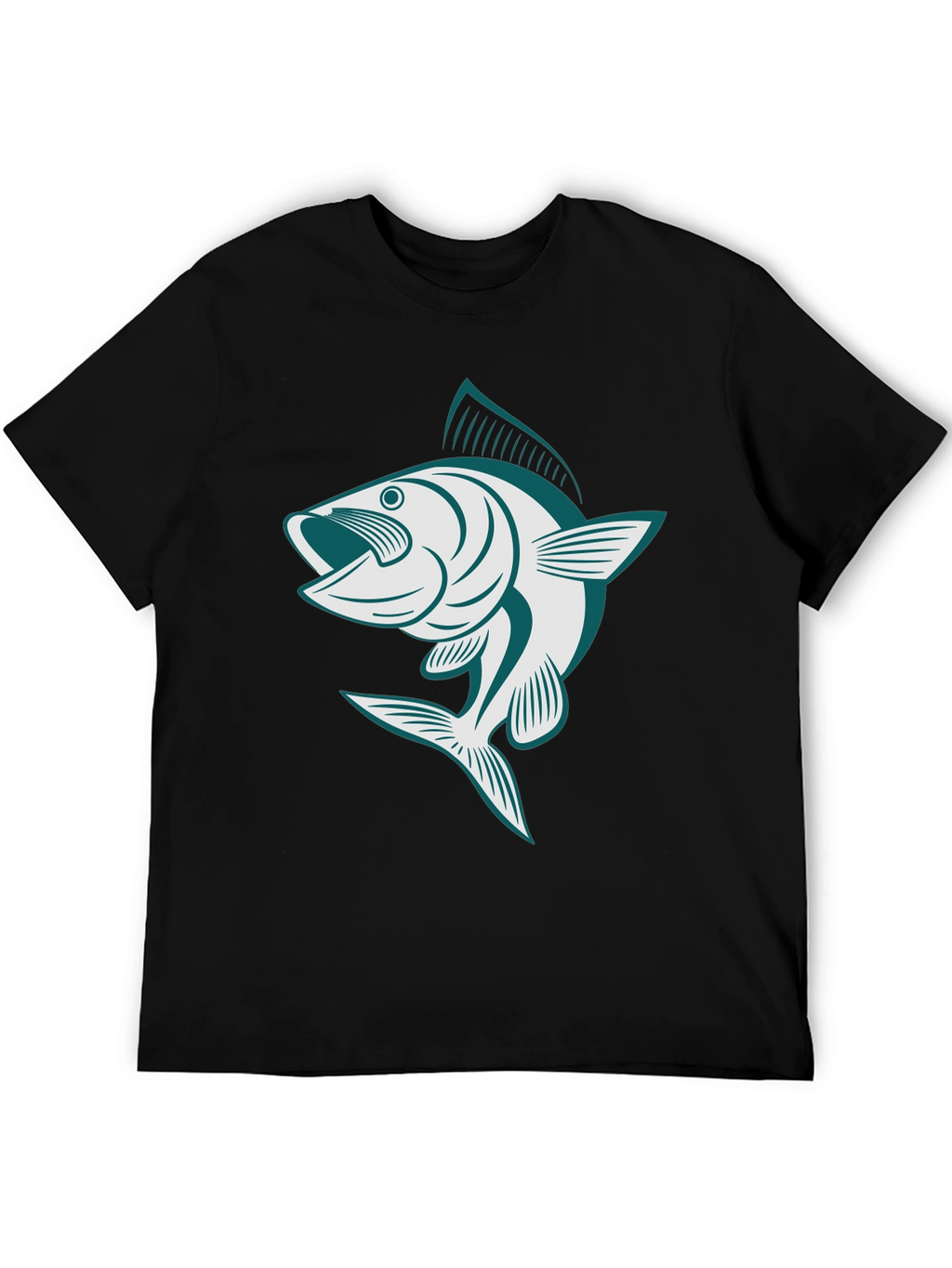 Mens Black T-Shirt with Fish Graphic