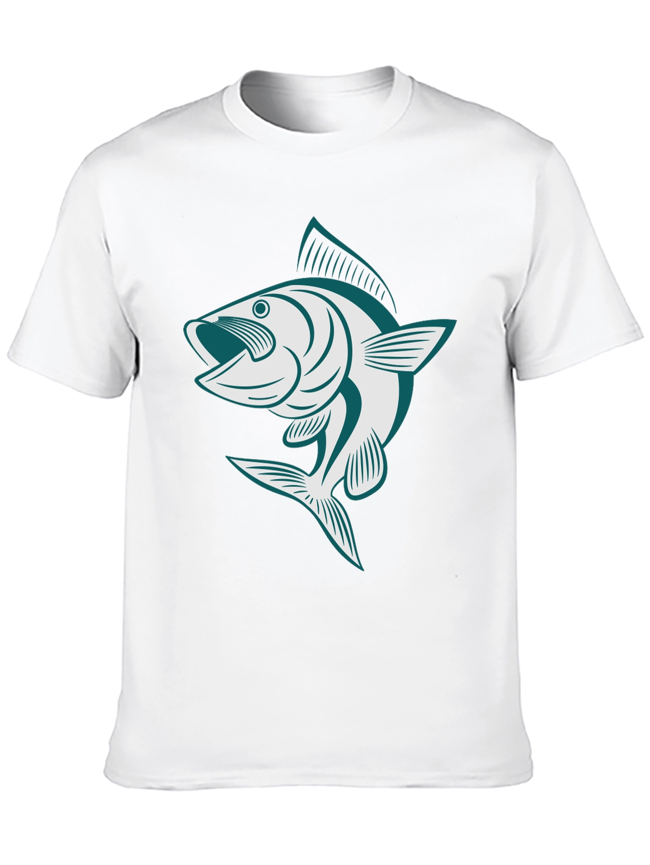 Mens Black T-Shirt with Fish Graphic