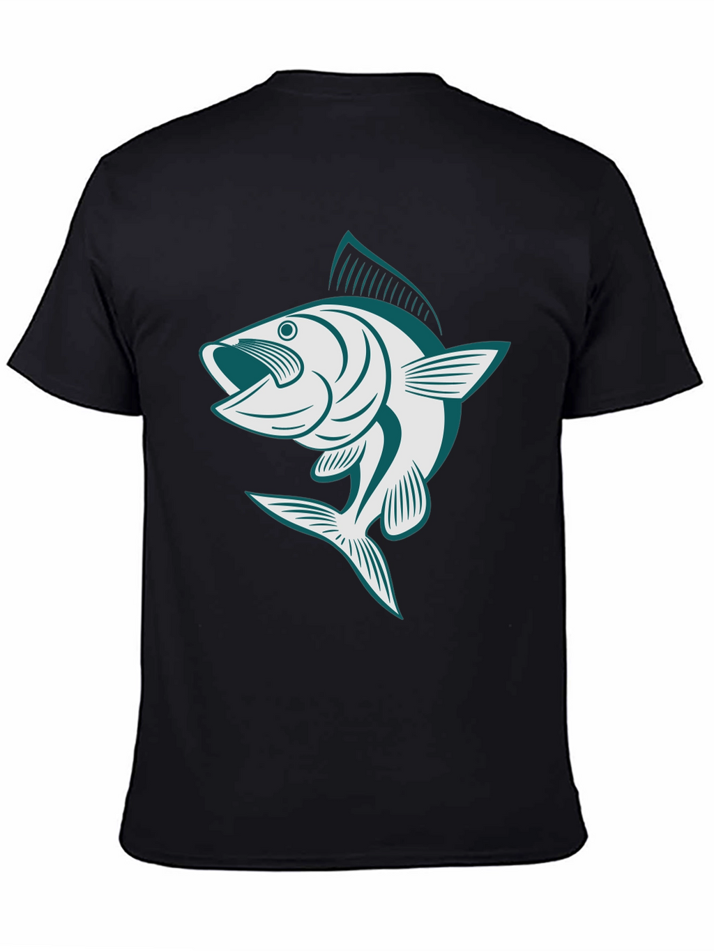 Mens Black T-Shirt with Fish Graphic
