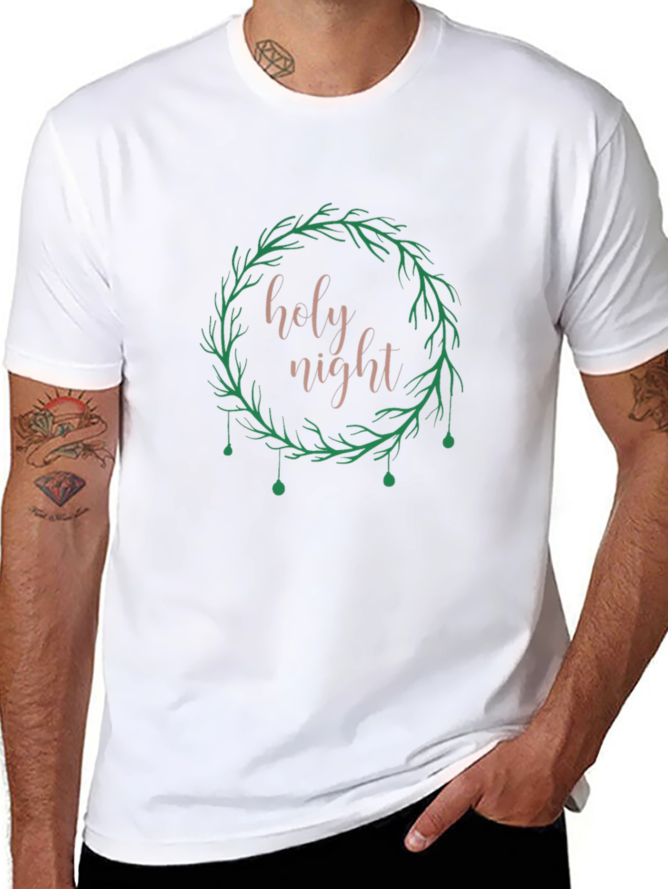 Holy Night Wreath Graphic Tee - Black