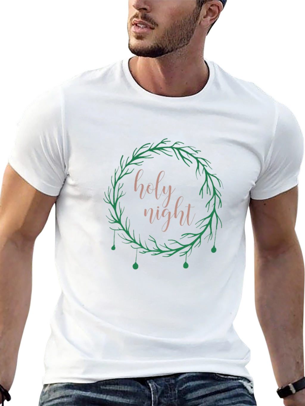 Holy Night Wreath Graphic Tee - Black
