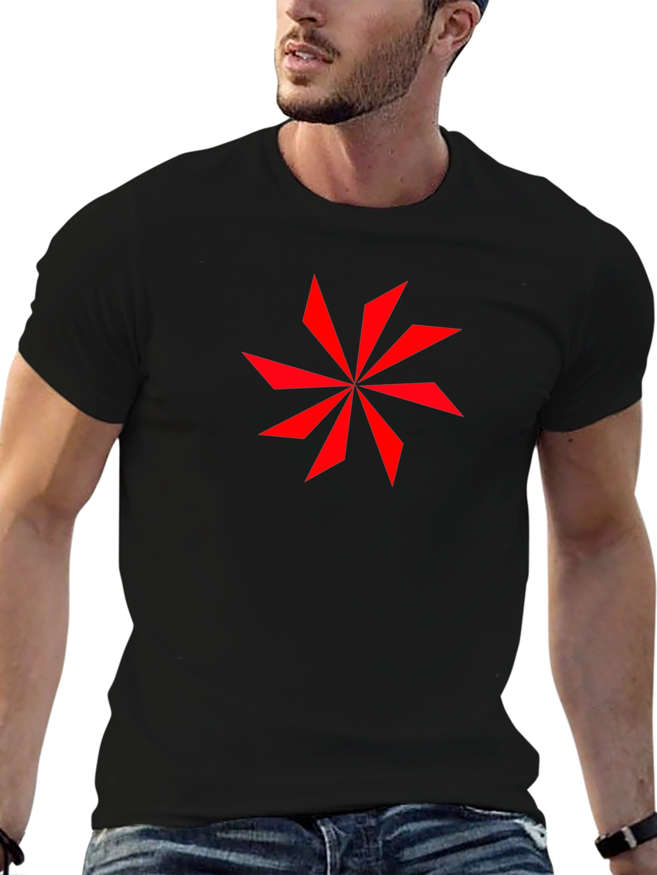 Geometric Star Graphic Black T-Shirt