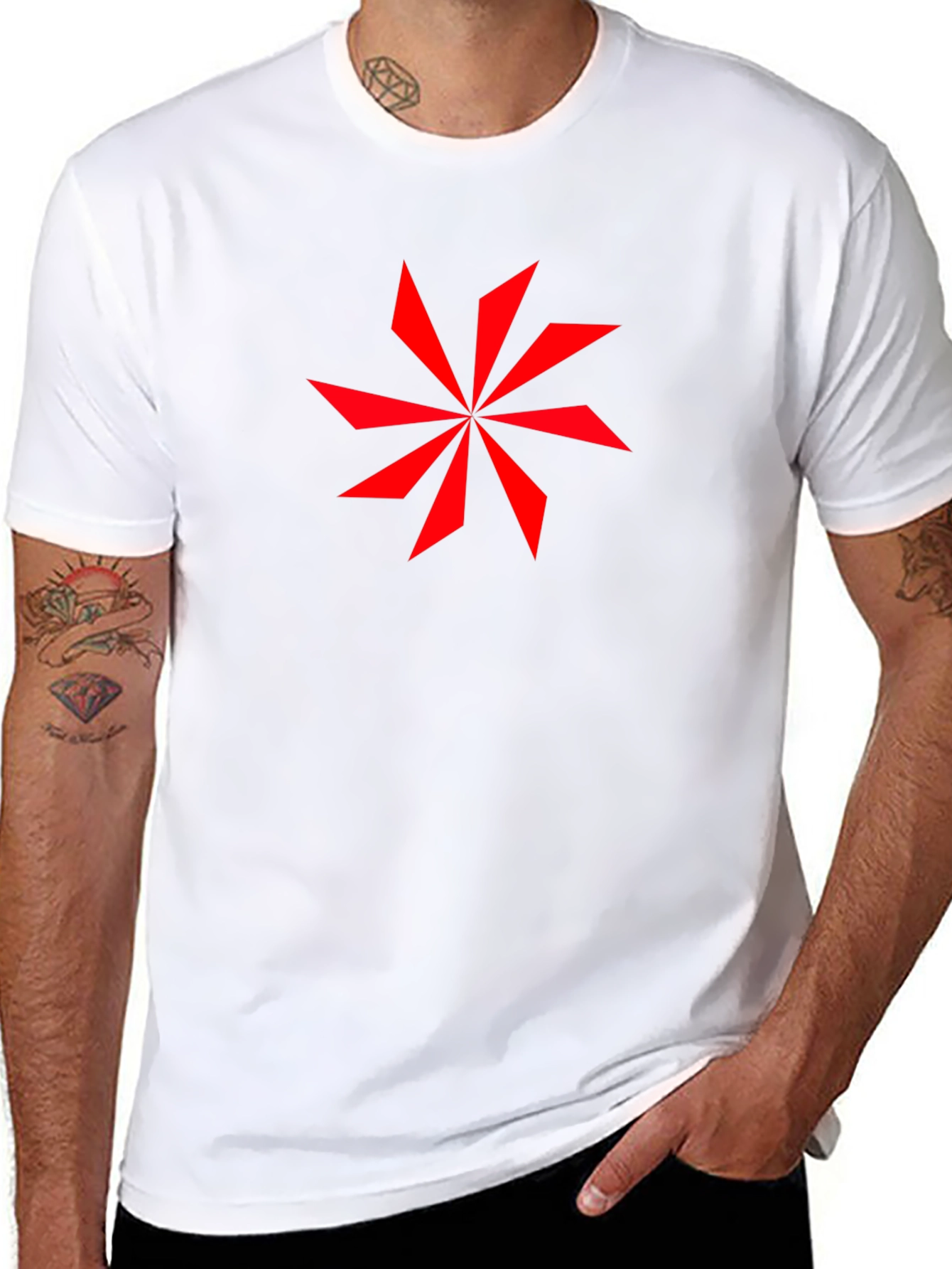 Geometric Star Graphic Black T-Shirt