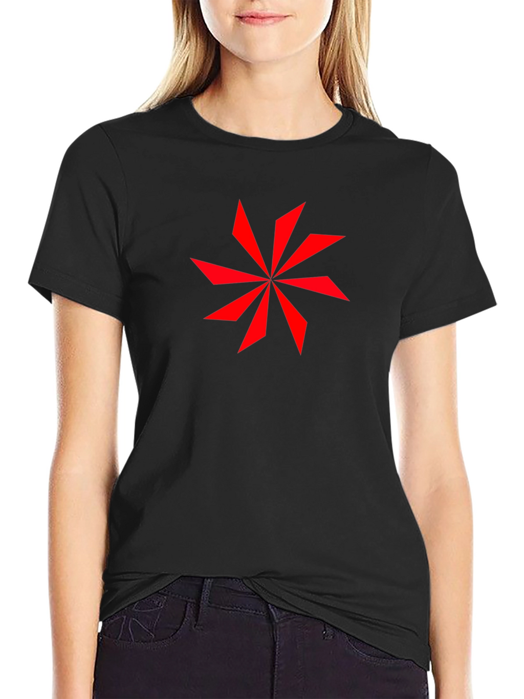 Geometric Star Graphic Black T-Shirt