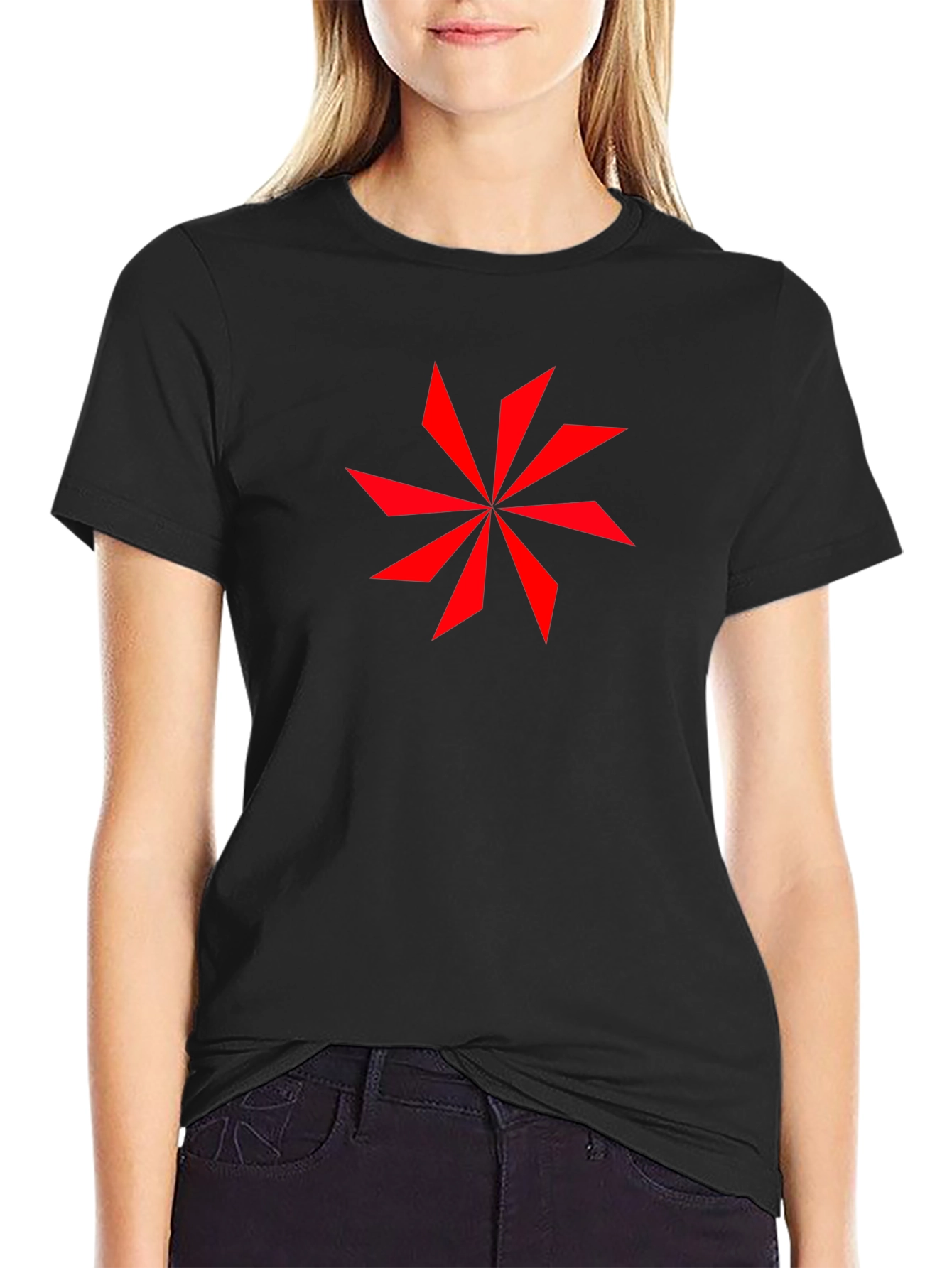 Geometric Star Graphic Black T-Shirt