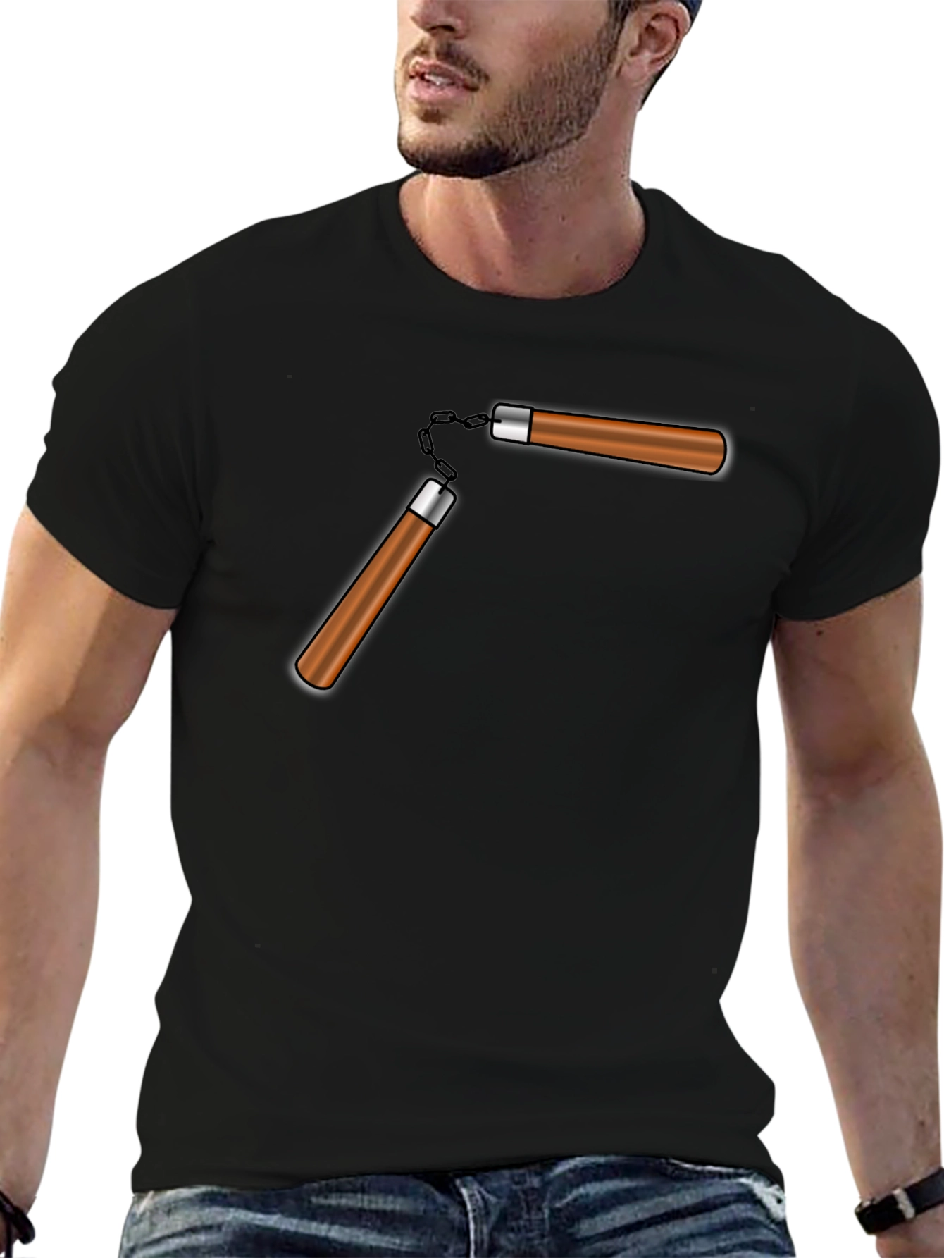 Nunchucks Graphic T-Shirt - Black