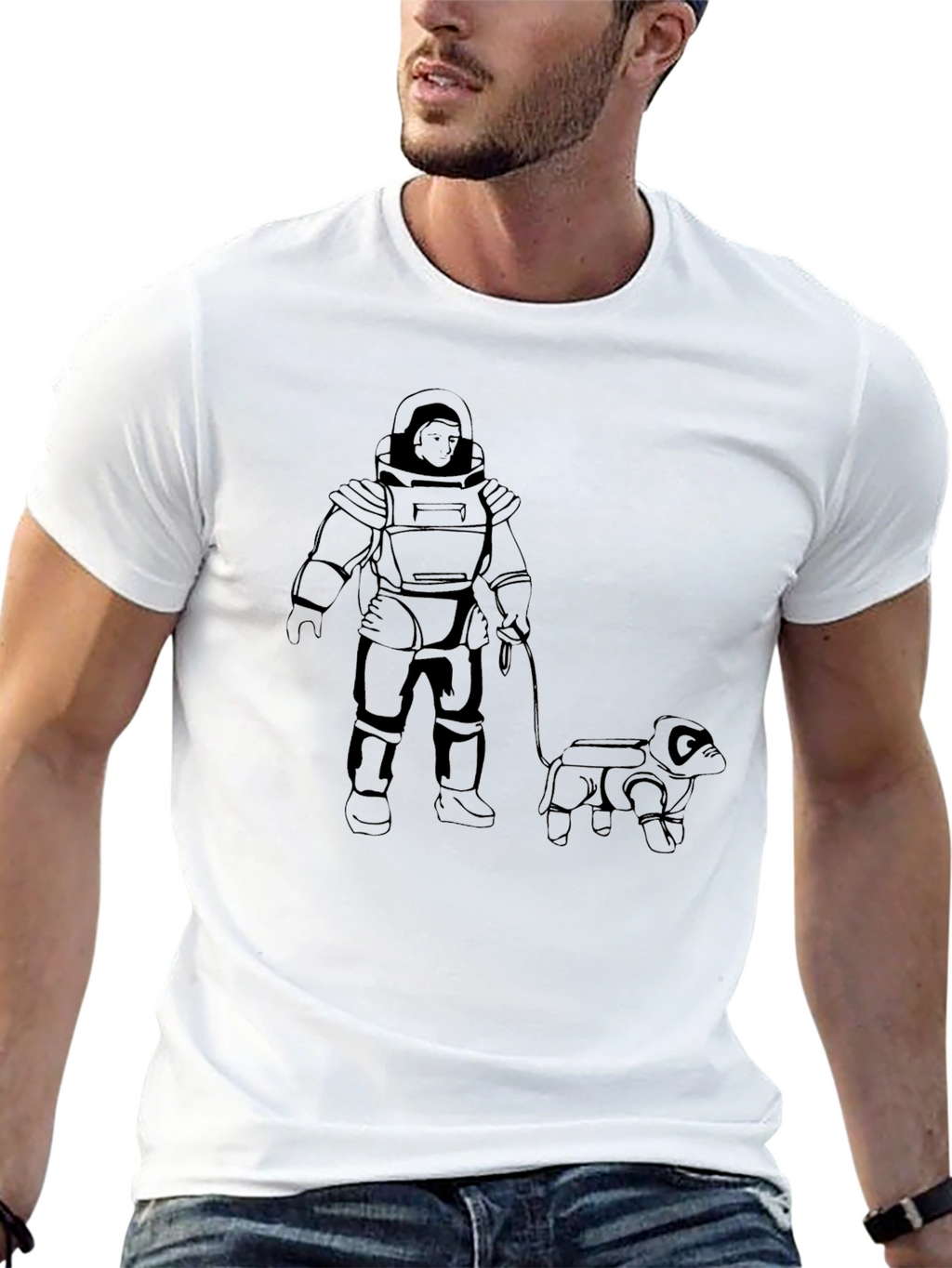 Astronaut Dog Walker T-Shirt