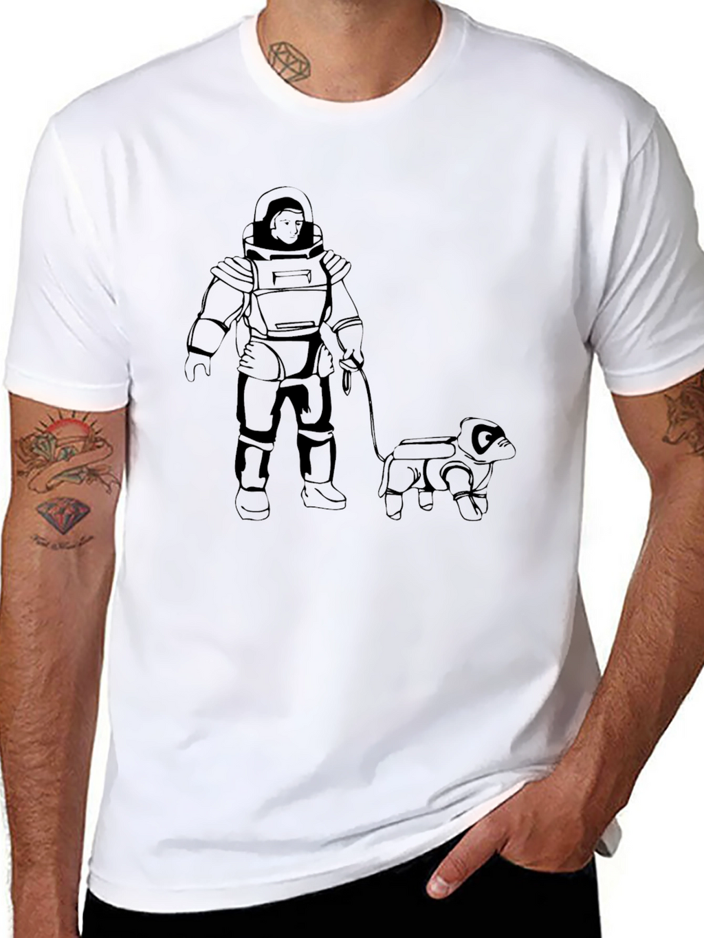 Astronaut Dog Walker T-Shirt